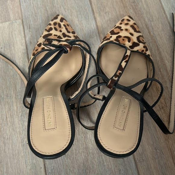 ANTONIO MELANI 'Molone' Women's Slingback Heels Cheetah T-Strap Pointed Toe Sz 7 - Picture 6 of 16
